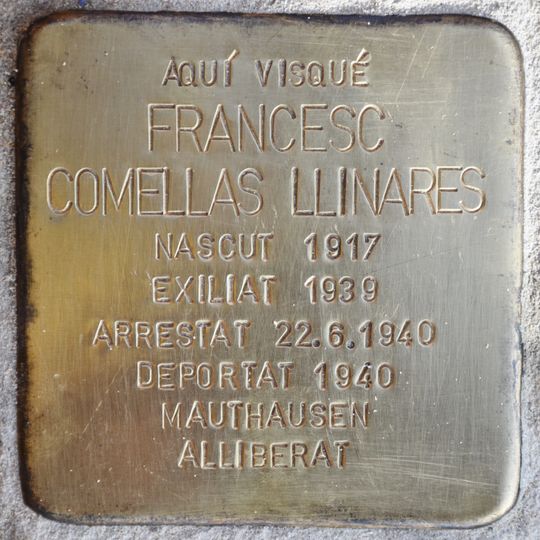 Stolperstein dedicated to Francesc Comellas Llinares