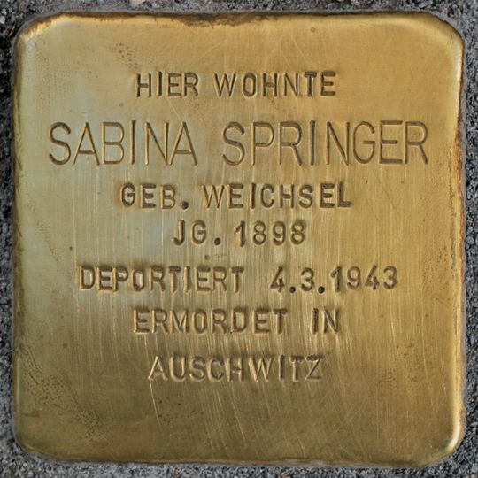 Stolperstein dedicated to Sabina Springer
