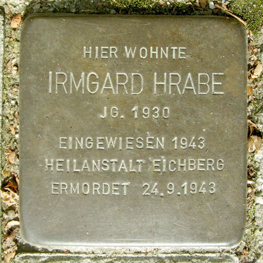 Stolperstein dedicated to Irmgard Hrabe