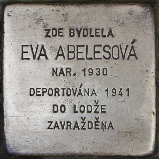 Stolperstein dedicated to Eva Abelesová