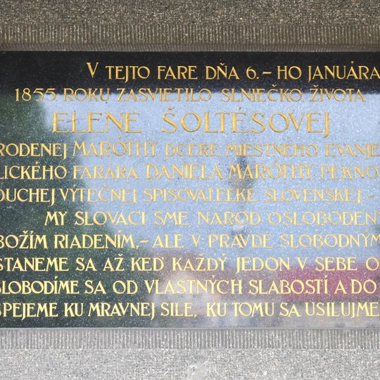 Pamätná tabuľa E. M. Šoltésovej