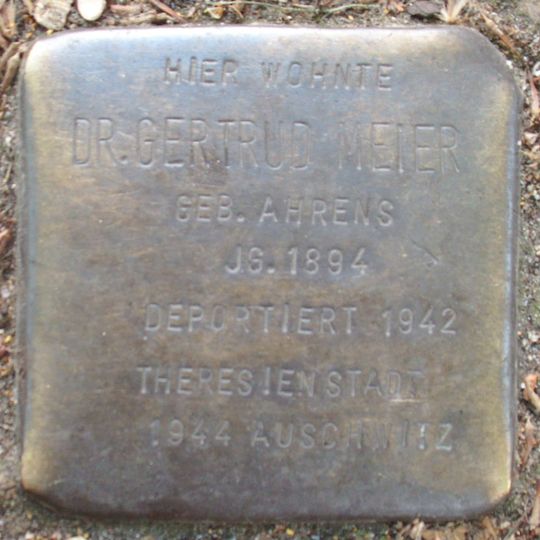 Stolperstein dedicated to Gertrud Meier