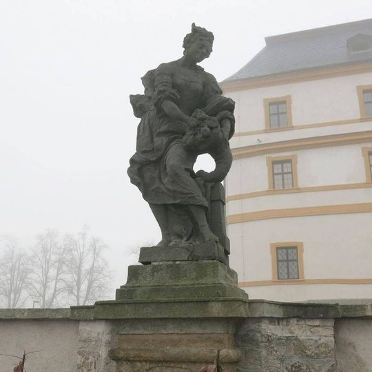 Statue of the Allegory of Generosity on the hospital terrace in Kuks