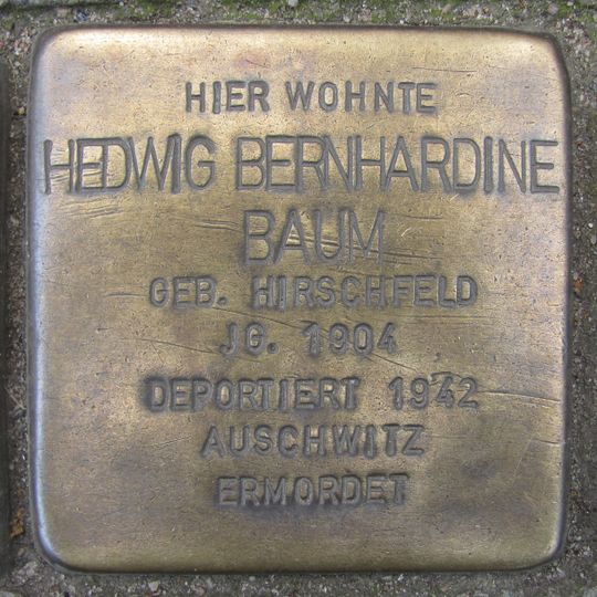 Stolperstein dedicated to Hedwig Bernhardine Baum
