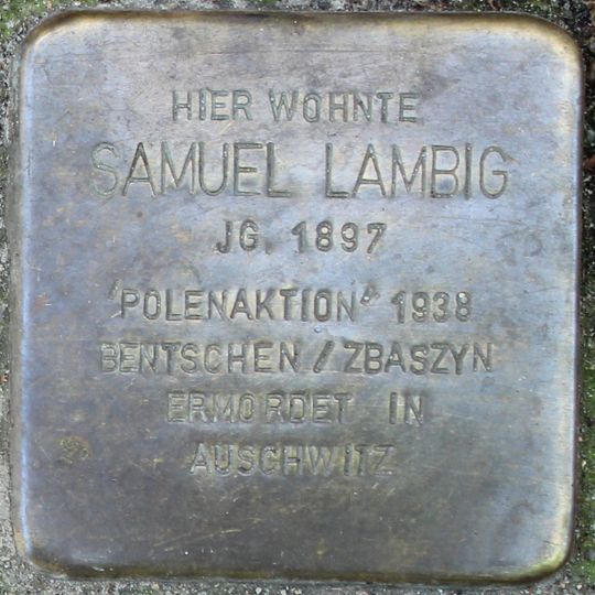 Stolperstein dedicated to Samuel Lambig