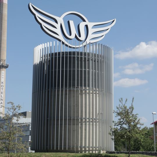 Ventilation tower with Waltrovka logo