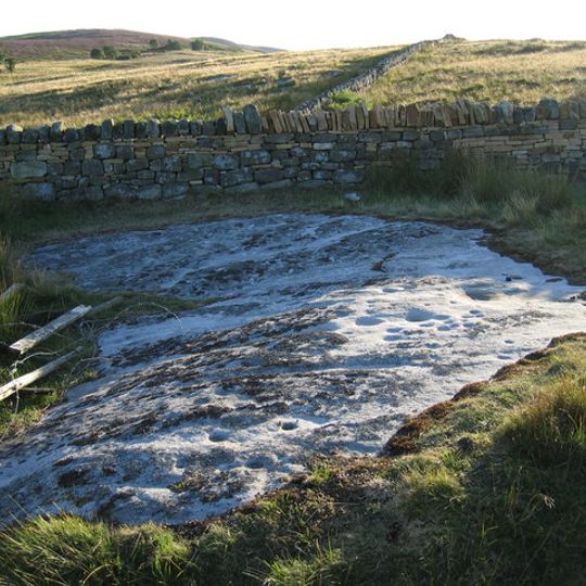 Cup and ring marked rock and adjacent stone setting, 820m east of Whittondean Farm