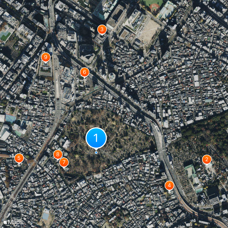 Zōshigaya Cemetery Map