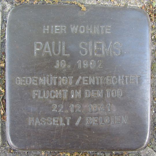 Stolperstein en memoria de Paul Siems