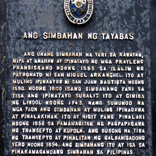 The Church of Tayabas historical marker