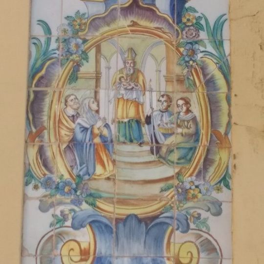 Ceramic panel of the Presentation of Jesus at the Temple
