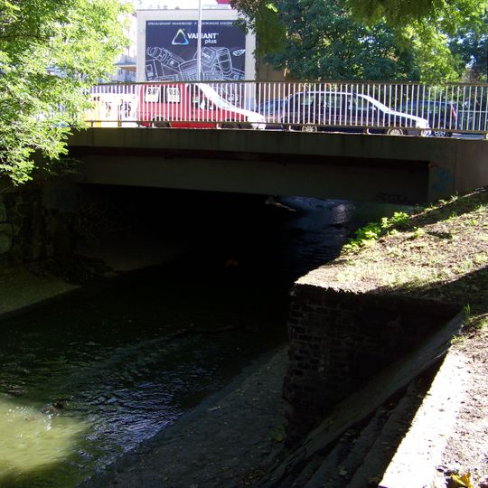 Bridge of U vršovického nádraží street over the Botič