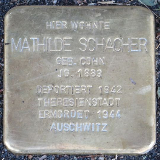 Stolperstein dedicated to Mathilde Schacher