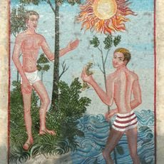 Mosaik „Badende Jünglinge“ und Sgraffitowandbild „Aufbau“