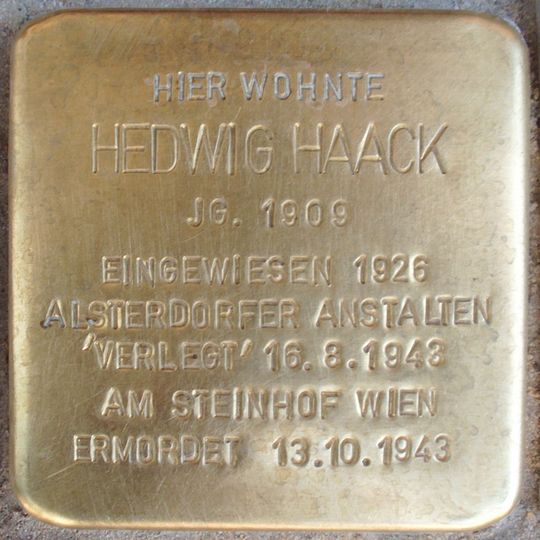 Stolperstein en memoria de Hedwig Haack