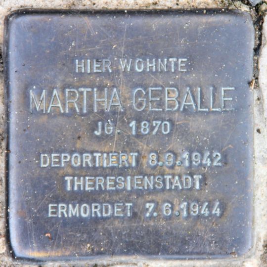 Stolperstein dedicated to Martha Geballe