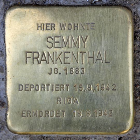 Stolperstein dedicated to Semmy Frankenthal