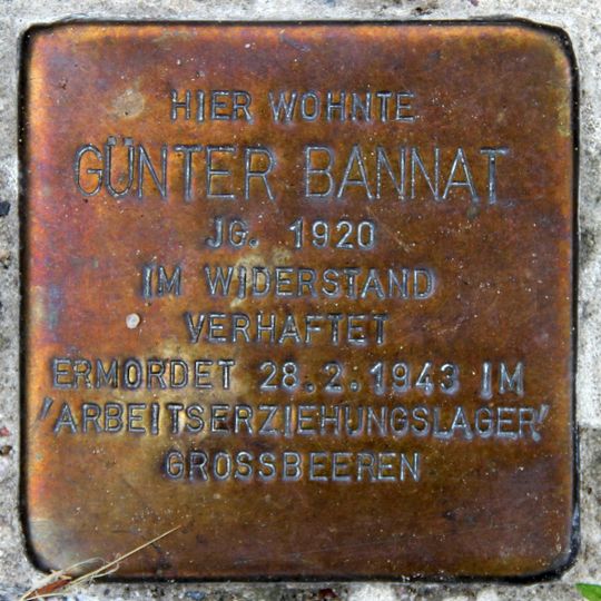 Stolperstein à la mémoire de Günter Bannat