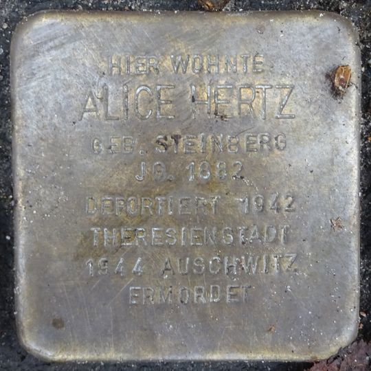 Stolperstein dedicated to Alice Hertz