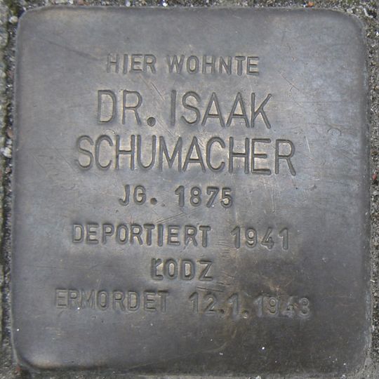 Stolperstein à la mémoire d’Isaak Schumacher