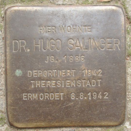Stolperstein dedicated to Hugo Salinger