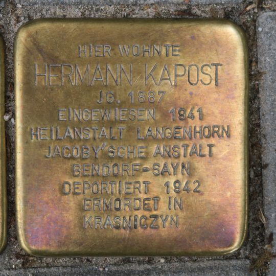 Stolperstein dedicated to Hermann Kapost