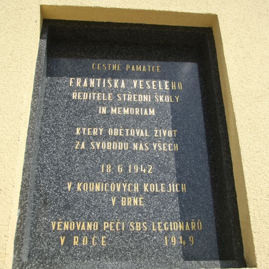 Plaque of František Veselý