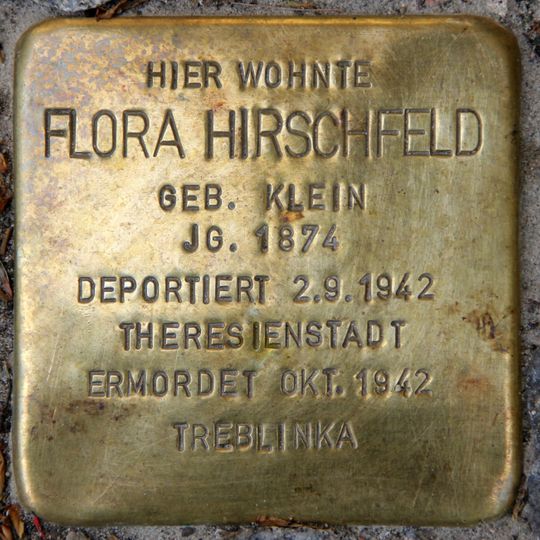 Stolperstein dedicated to Flora Hirschfeld