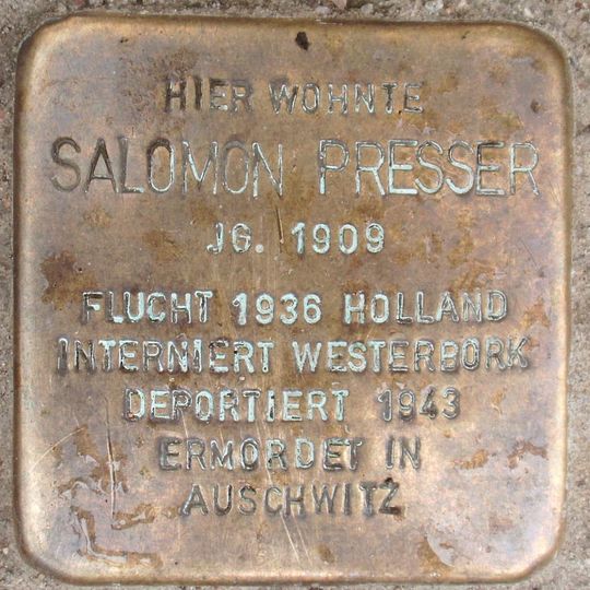 Stolperstein en memoria de Salomon Presser