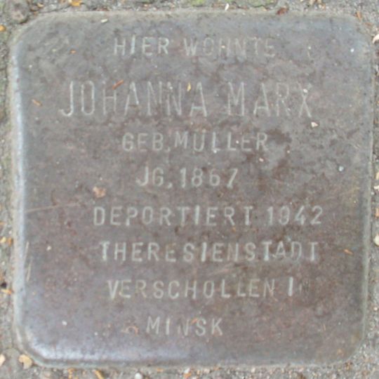 Stolperstein dedicated to Johanna Marx