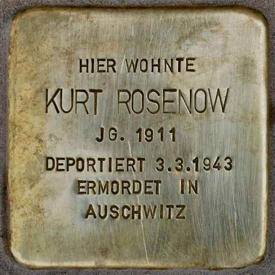 Stolperstein dedicated to Kurt Rosenow
