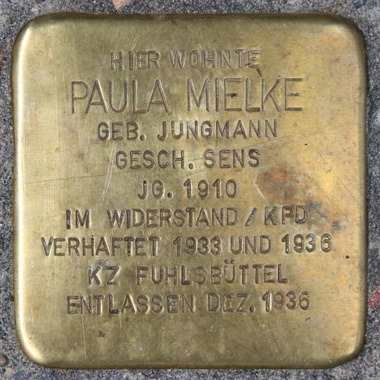 Stolperstein en memoria de Paula Mielke