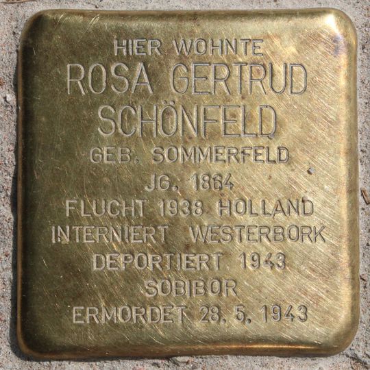 Stolperstein dedicated to Rosa Gertrud Schönfeld