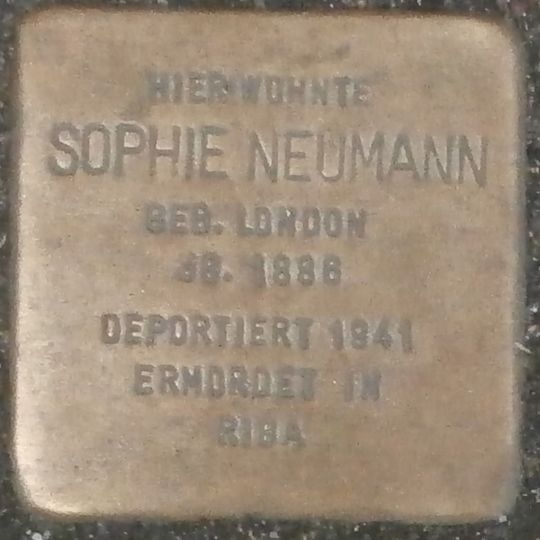Stolperstein dedicated to Sophie Neumann
