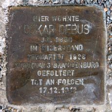 Stolperstein dedicated to Oskar Debus