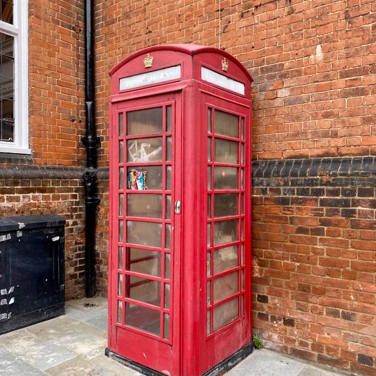 K6 Telephone Kiosk Outside Hertford Library To Right Of Entrance