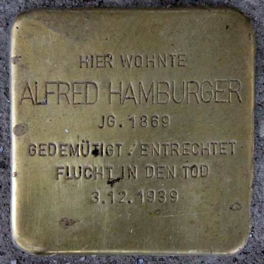 Stolperstein dedicated to Alfred Hamburger