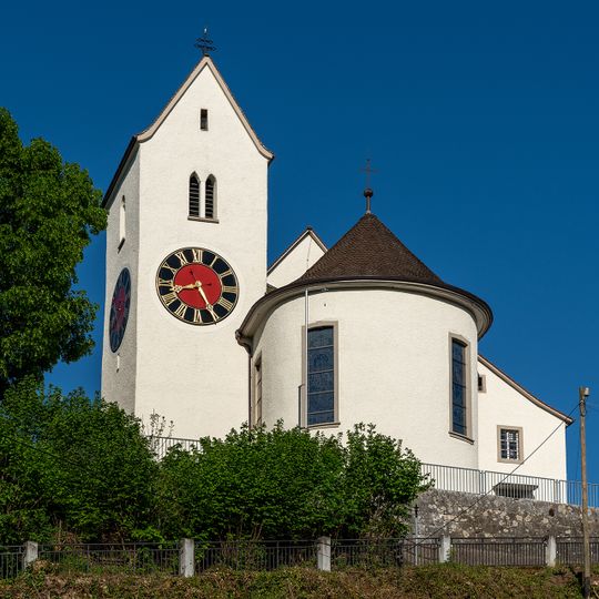 Church with rectory and parish barn