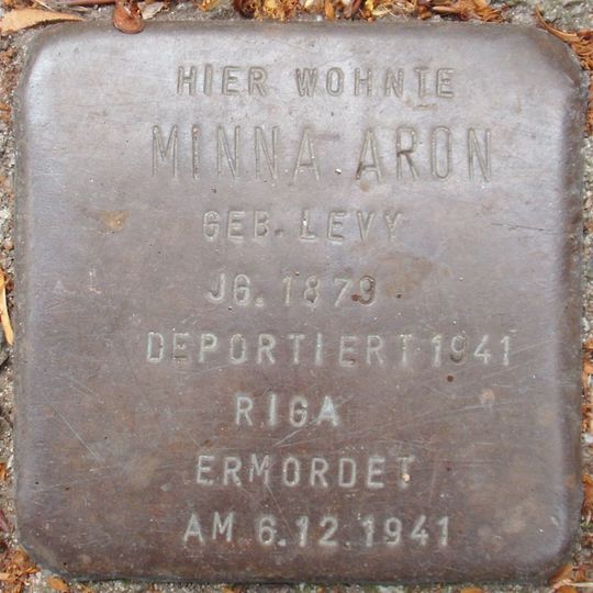 Stolperstein dedicated to Minna Aron