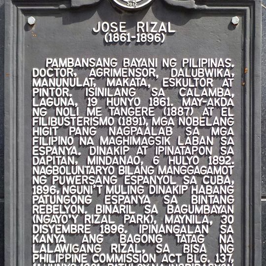 Jose Rizal historical marker