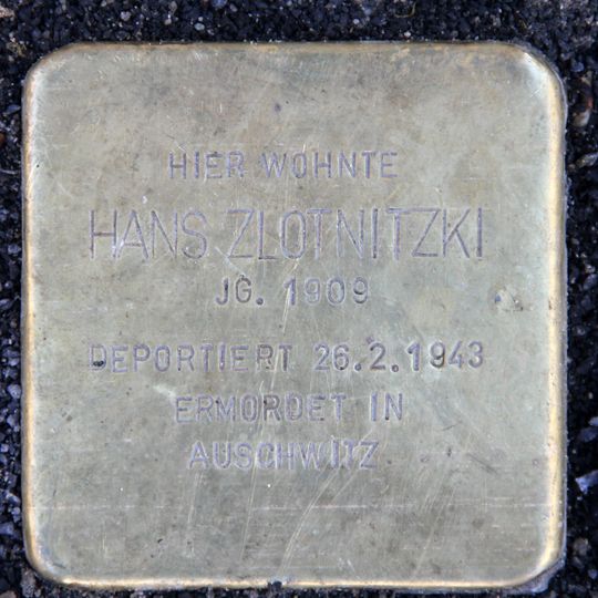 Stolperstein en memoria de Hans Zlotnitzki