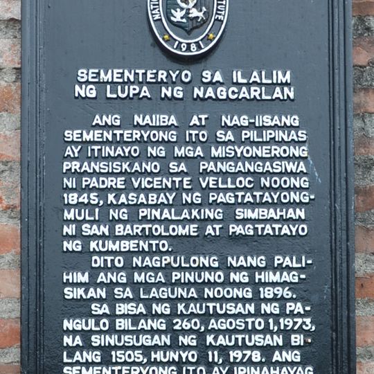 Nagcarlan Underground Cemetery historical marker