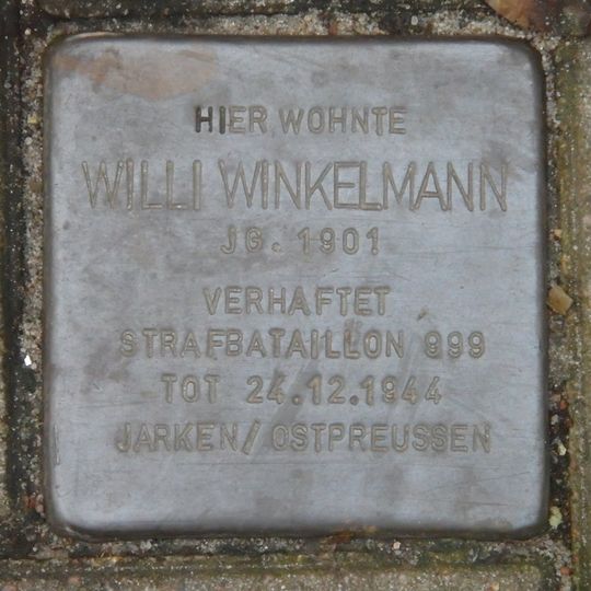 Stolperstein en memoria de Willi Winkelmann
