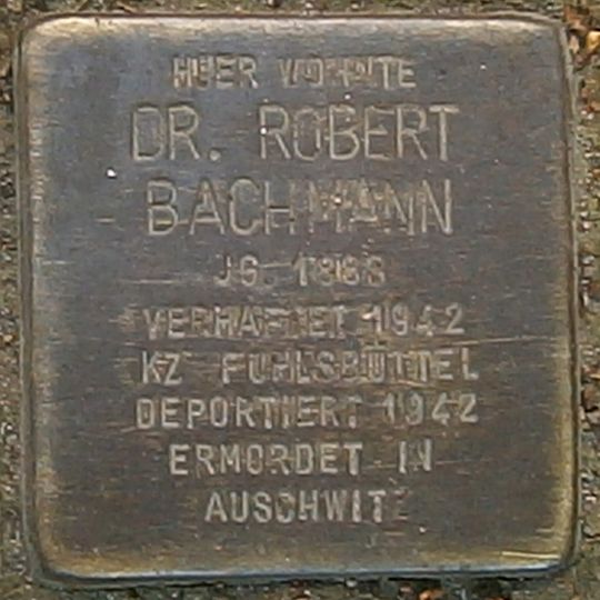 Stolperstein dedicated to Robert Bachmann