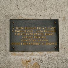 Evanjelická fara, tabuľa pamätná