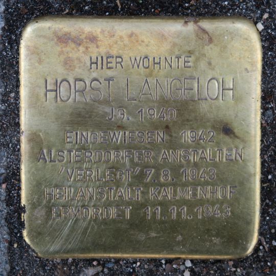 Stolperstein dedicated to Horst Langeloh