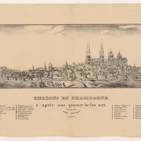 Vue de Châlons en Champagne d'après une gravure de 1623