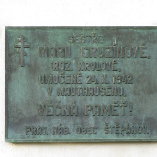 Pamětní deska ve Štěpánově v ulici Pravoslavná