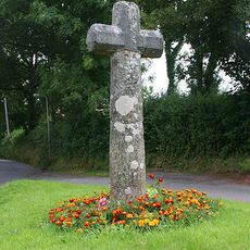 Wayside cross in Sampford Courtenay village 55m NNW of Cherrywell Cottages