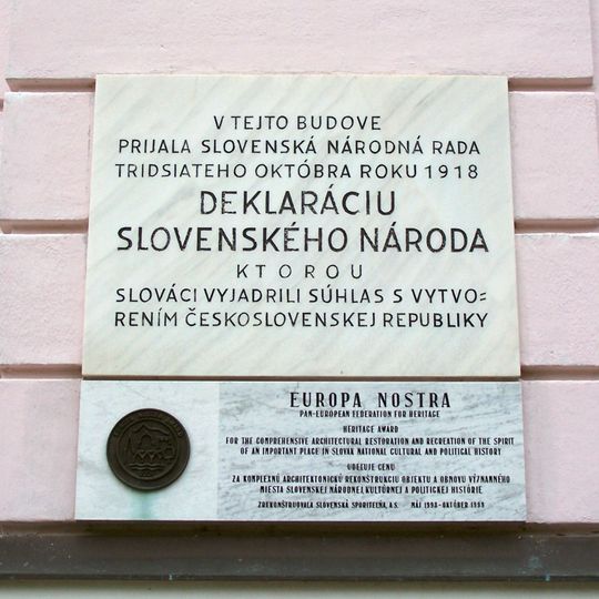 Bud. prijatia Martin. deklarácie, tabuľa pamätná